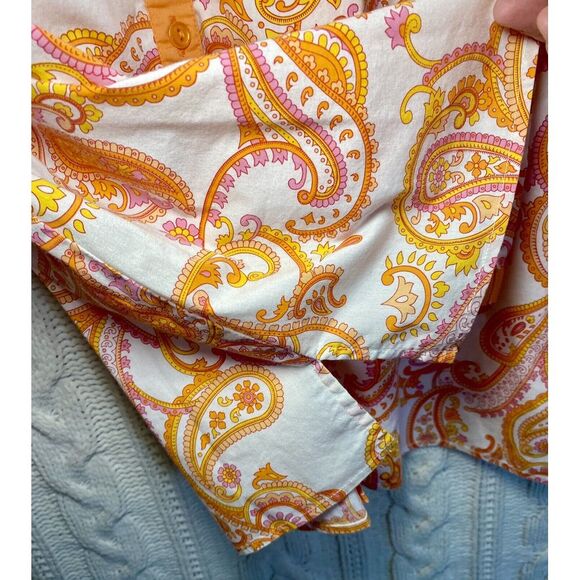 Denim Co Shirt Womens L Blouse Button 70's Vibe Orange Pink - Picture 4 of 8